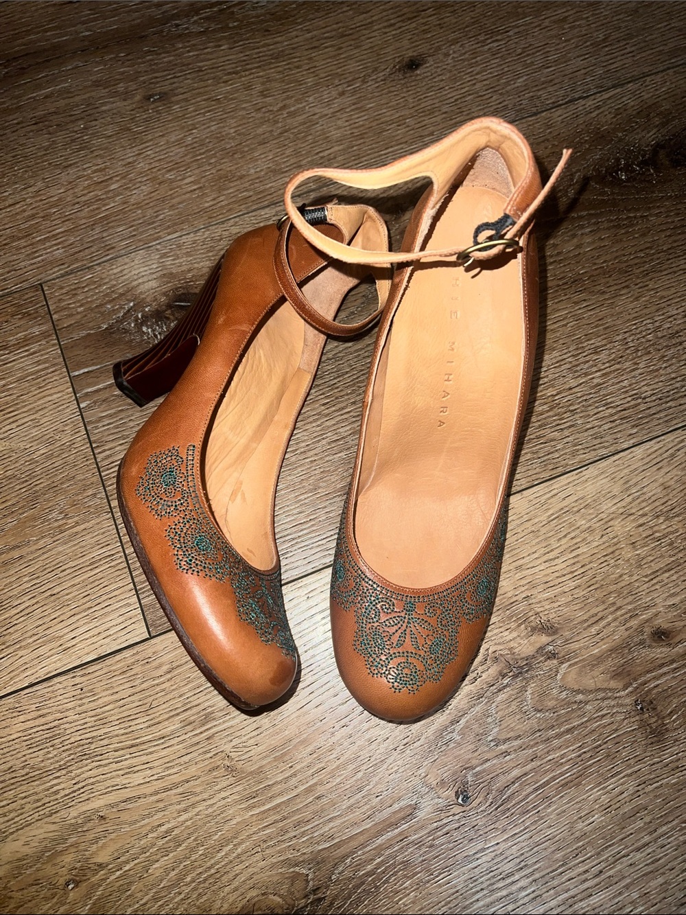 Chie Mihara Brown Leather Ankle Strap Heels Size 40.5/10.5US